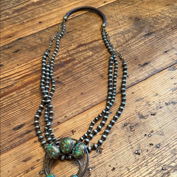 Squash.Turquoise signedElegant Multi-Strand Beaded Necklace